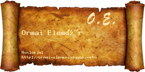 Ormai Elemér névjegykártya